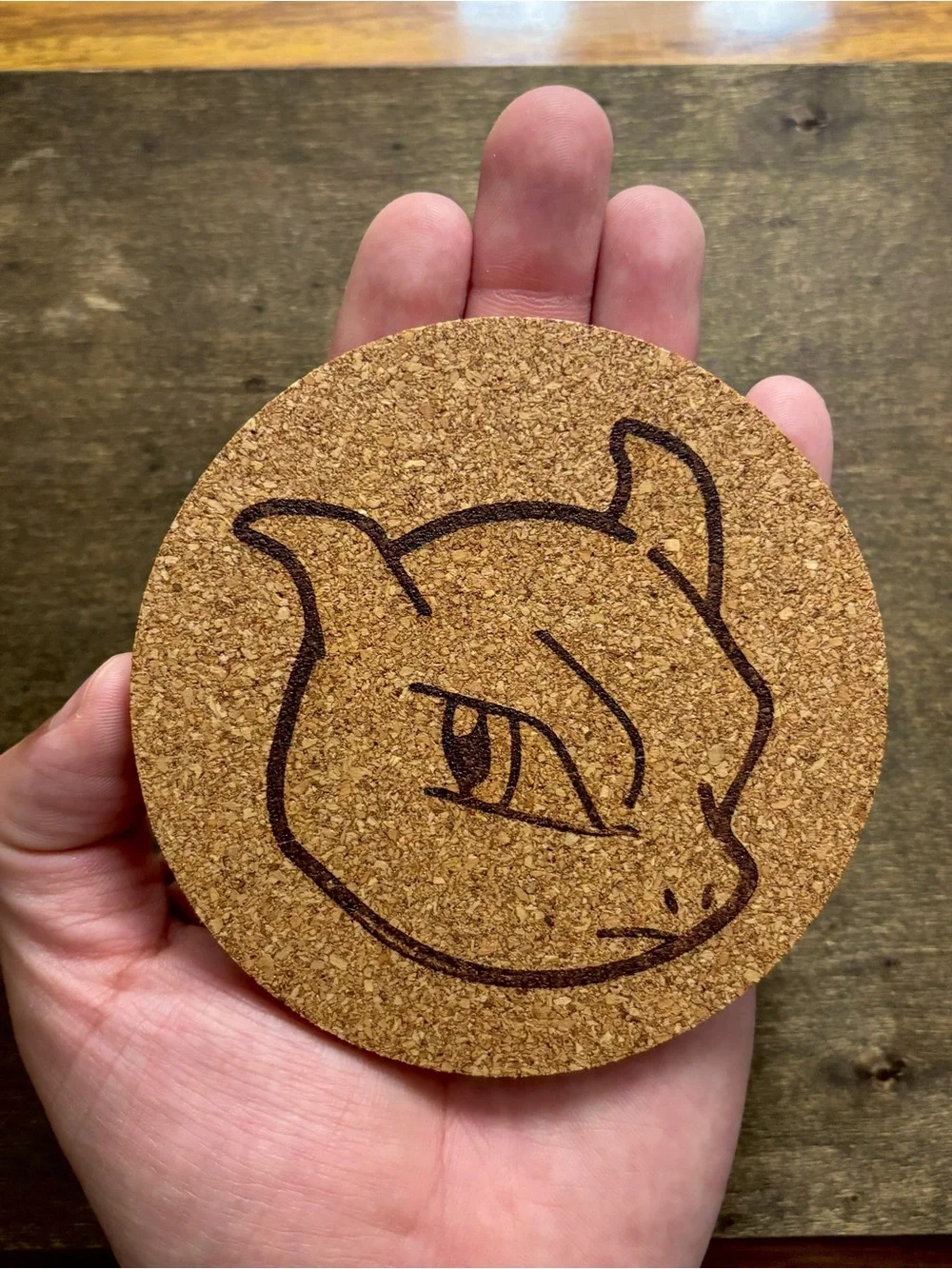 Pokemon Mewtwo Face Laser Engraved Cork Coaster